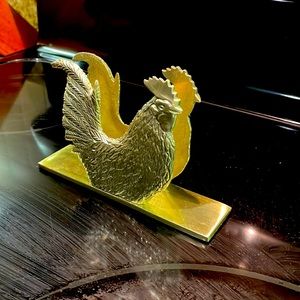 Brass Rooster napkin holder